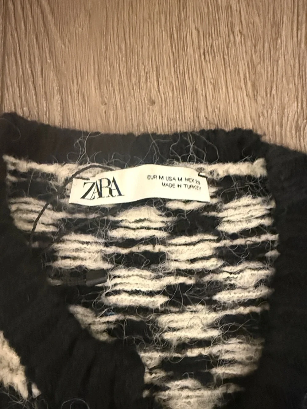 Zara Checked Black and Cream Knit Cardigan Sweater - Women's - Picture 2 of 5